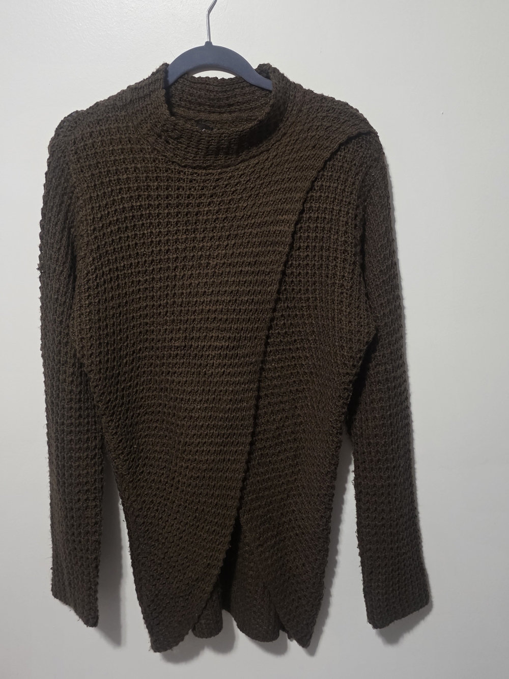 Ashley Stewart Chocolate Brown Waffle Turtleneck Sweater